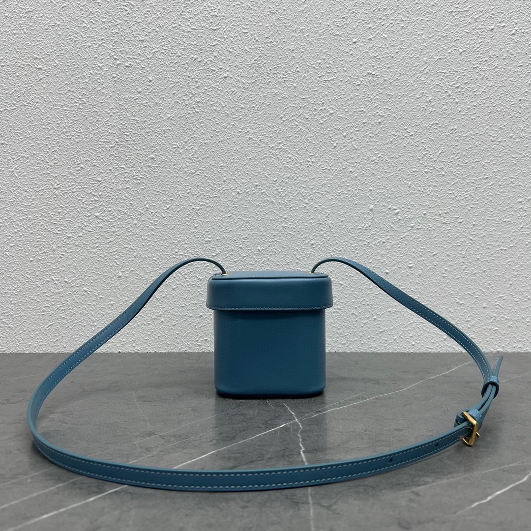 Celine Box Triomphe Shoulder Bag In Smooth Calfskin Blue 199263